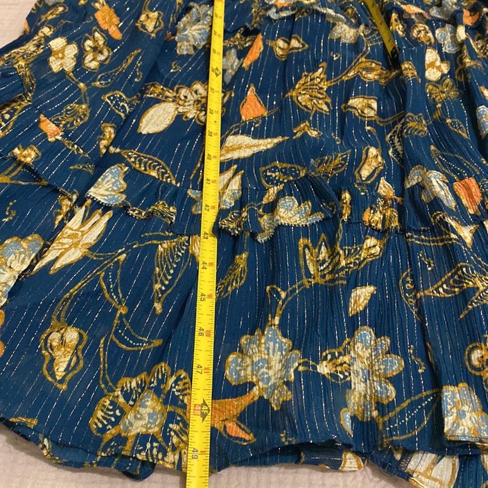 Ulla Johnson Arisa Ruffled Metalic Teal Floral Maxi Dress. Size 2 - Picture 9 of 11